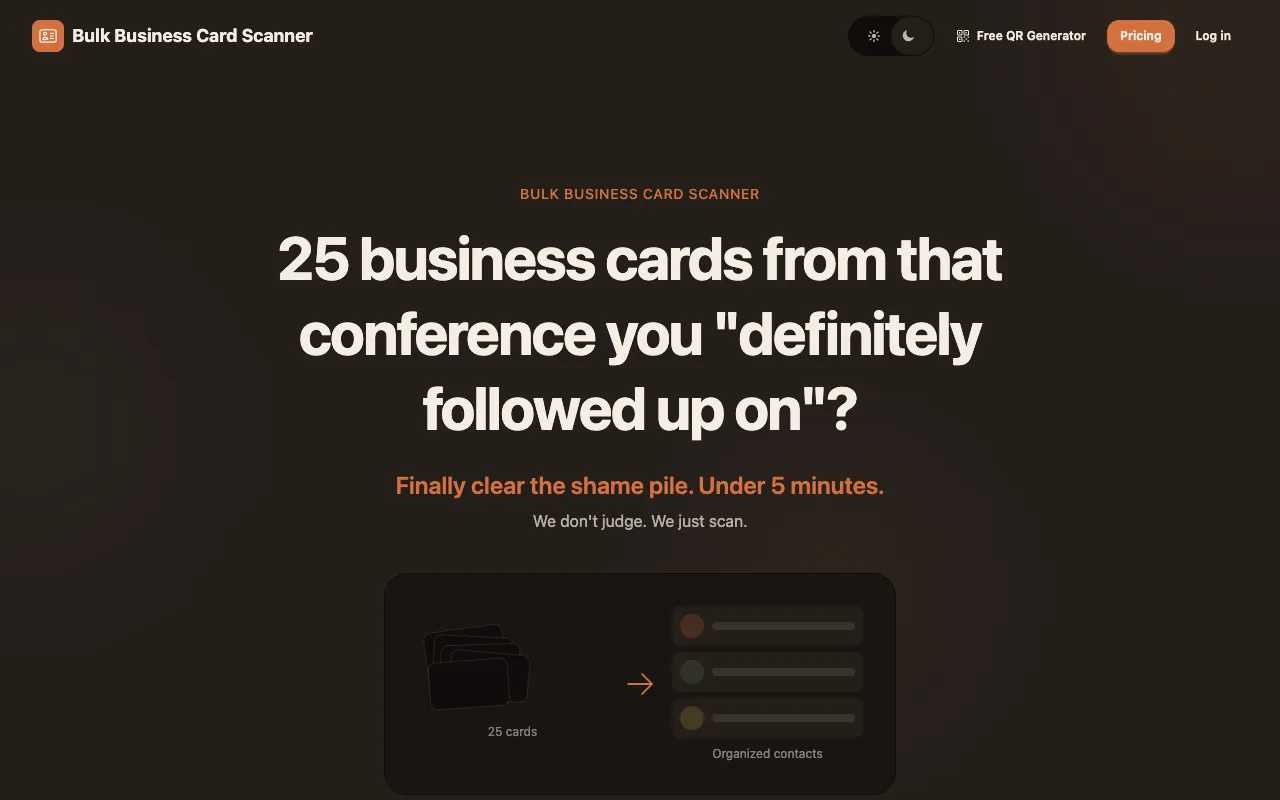 The Bulk Card Scanner homepage