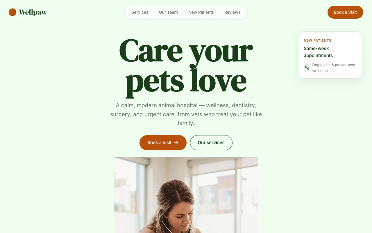 Wellpaw veterinary concept site